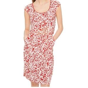 Boden Margot 8R ruched shirred cap sleeve jersey dress pockets D4 3050